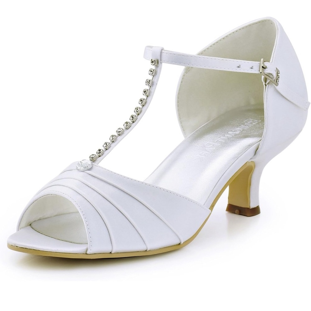 ELEGANTPARK EL-035 Women Peep Toe T-Strap Pumps Sz 9 M